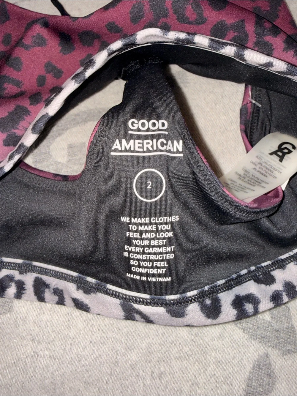 NWT Good American Burgundy Leopard Bralette Sports Bra - Picture 6 of 10